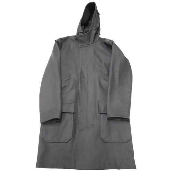 Sandro Paris Hooded Wool Blend Coat Men black Parkas - Picture 1 of 6